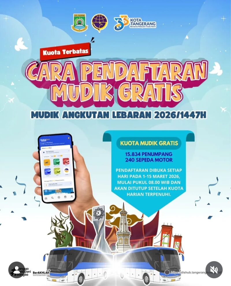 Dishub Kota Tangerang Mulai Buka Mudik Gratis di Terminal Poris Plawad 
