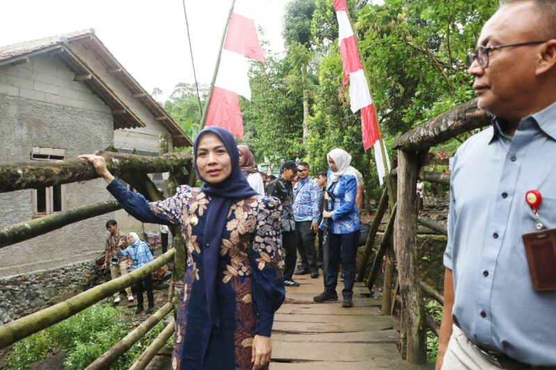 Bupati Serang Ratu Rachmatuzakiyah, bersama Asda II Febriyanto, Kepala DPUPR Mochamad Ronny Natadipradja, Plt. Kepala BPKAD Agus Firdaus, dan perwakilan Pemerintah Provinsi (Pemprov) Banten lainya, juga jajaran OJK, sedang melakukan peninjauan Jembatan Cikotak, Kec. Pandaricang. (9/4/26)