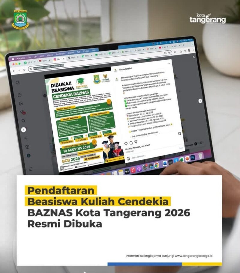 BAZNAS Kota Tangerang Kembali Buka Beasiswa Cendekia, Simak Syarat dan Jadwalnya